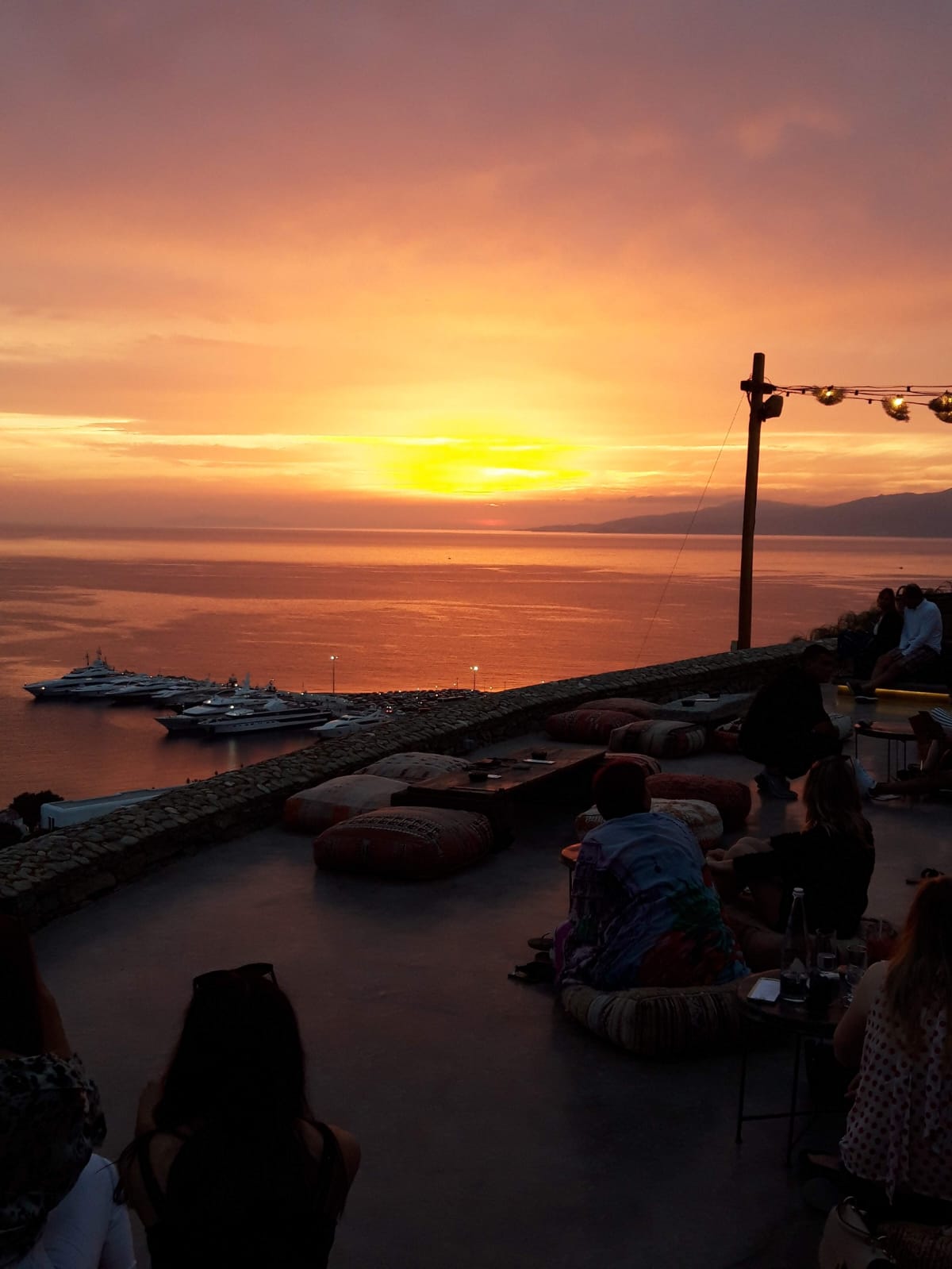 beach restaurant at sunset